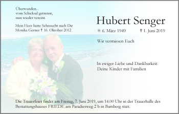 Anzeige von Hubert Senger von MGO