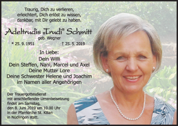 Anzeige von Adeltrudis Schmitt von MGO