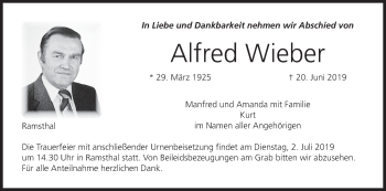Anzeige von Alfred Weber von MGO