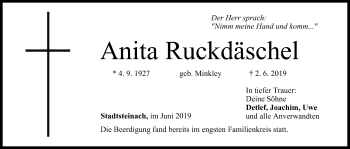 Anzeige von Anita Ruckkdäschel von MGO