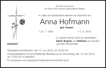 Anzeige von Anna Hofmann von MGO