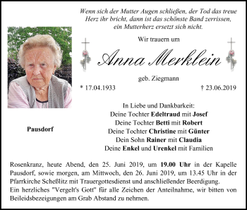 Anzeige von Anna Merklein von MGO