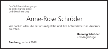 Anzeige von Anne-Rose Schröder von MGO