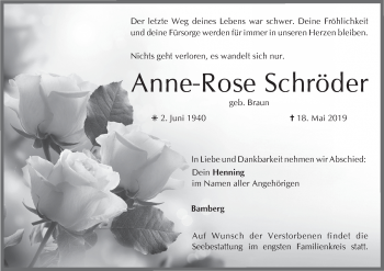 Anzeige von Anne-Rose Schröder von MGO