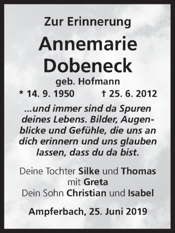 Anzeige von Annemarie Dobeneck von MGO