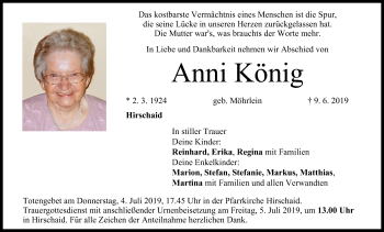 Anzeige von Anni König von MGO