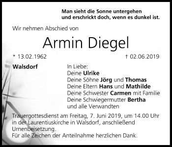 Anzeige von Armin Diegel von MGO