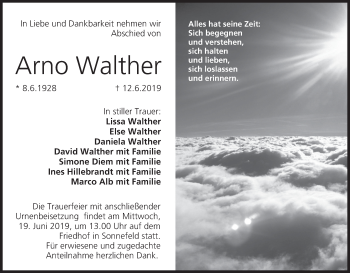 Anzeige von Arno Walther von MGO