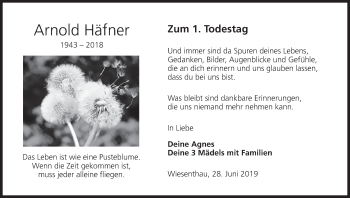 Anzeige von Arnold Häfner von MGO