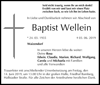 Anzeige von Baptist Wellein von MGO