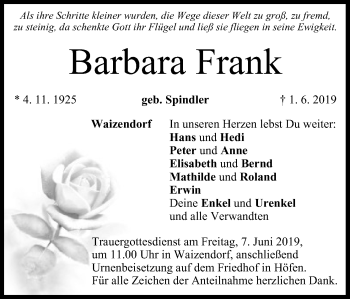 Anzeige von Barbara Frank von MGO