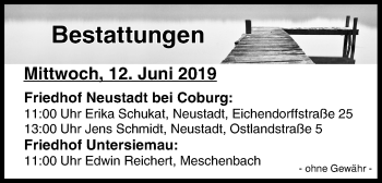 Anzeige von Bestattungen vom 12.06.2019 von MGO
