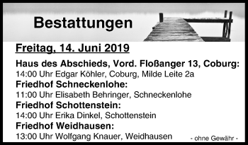 Anzeige von Bestattungen vom 14.06.2019 von MGO