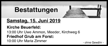 Anzeige von Bestattungen vom 15.06.2019 von MGO