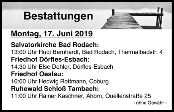 Anzeige von Bestattungen vom 17.06.2019 von MGO