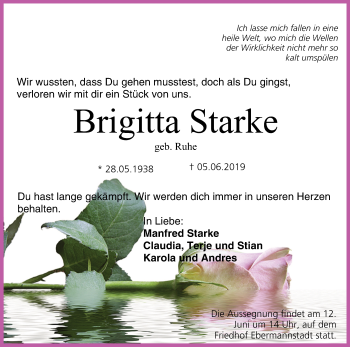 Anzeige von Brigitta Starke von MGO