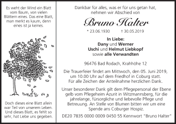Anzeige von Bruno Halter von MGO