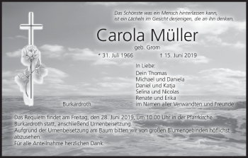 Anzeige von Carola Müller von MGO