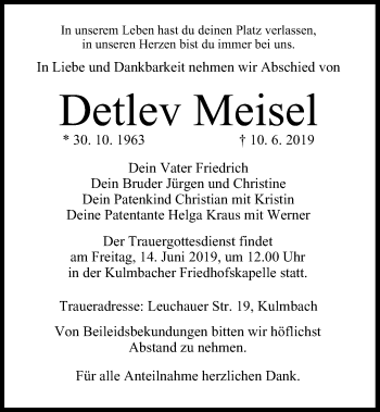 Anzeige von Detlev Meisel von MGO