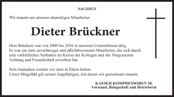 Anzeige von Dieter Brückner von MGO