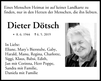 Anzeige von Dieter Dötsch von MGO