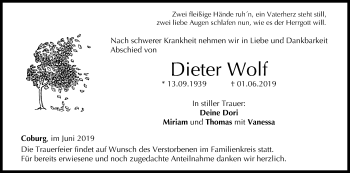 Anzeige von Dieter Wolf von MGO