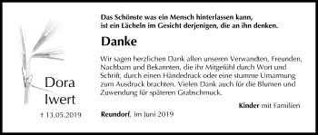 Anzeige von Dora Iwert von MGO