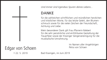 Anzeige von Edgar von Schoen von MGO