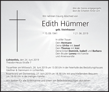Anzeige von Edith Hümmer von MGO