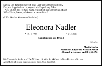 Anzeige von Eleonora Nadler von MGO