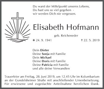 Anzeige von Elisabeth Hofmann von MGO