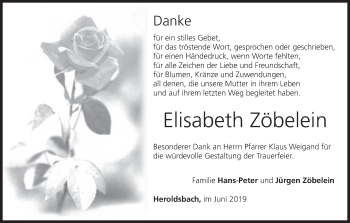 Anzeige von Elisabeth Zöbelein von MGO