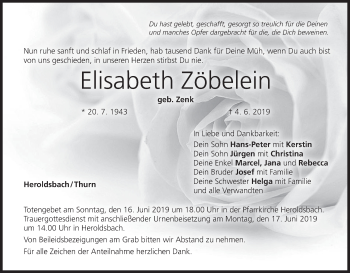 Anzeige von Elisabeth Zöbelein von MGO