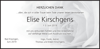 Anzeige von Elise Kirschgens von MGO