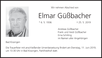 Anzeige von Elmar Güßbacher von MGO