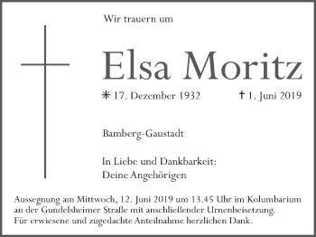 Anzeige von Elsa Moritz von MGO