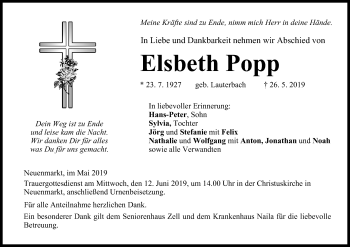 Anzeige von Elsbeth Popp von MGO