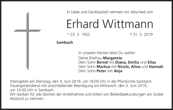 Anzeige von Erhard Wittmann von MGO