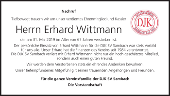 Anzeige von Erhard Wittmann von MGO