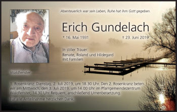 Anzeige von Erich Gundelach von MGO