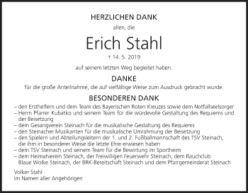 Anzeige von Erich Stahl von MGO