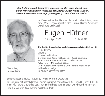 Anzeige von Eugen Hüfner von MGO