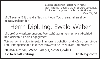Anzeige von Ewald Weber von MGO
