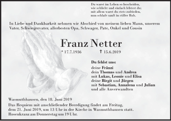 Anzeige von Franz Netter von MGO