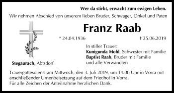 Anzeige von Franz Raab von MGO