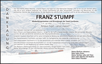 Anzeige von Franz Stumpf von MGO