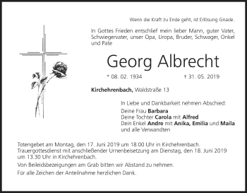 Anzeige von Georg Albrecht von MGO