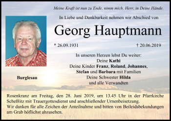 Anzeige von Georg Hauptmann von MGO