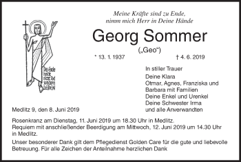 Anzeige von Georg Sommer von MGO