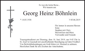 Anzeige von Georg Heinz Böhnlein von MGO